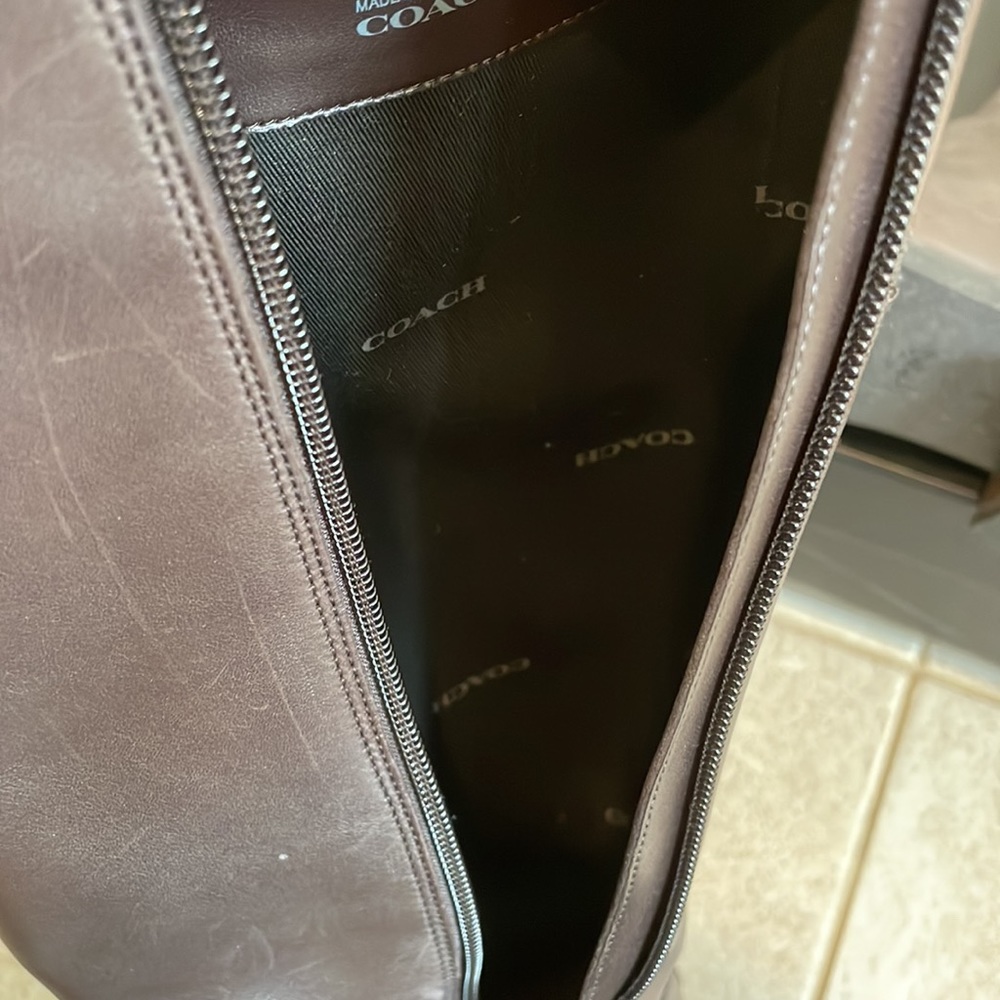 Coach Tall Leather Riding Boots - Dark Brown with Gold Buckle - Picture 8 of 10